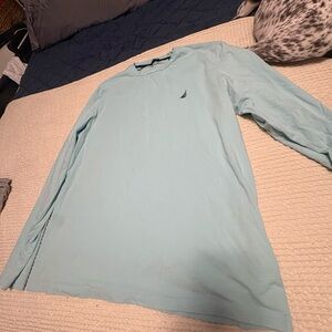 Nautica Blue Long Sleeve Tee Casual Comfort
